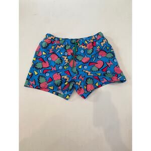ASOS Retro 1980s Colorful Pineapple Funky Print Swim Trunks NWOT Sz M Blue Men’s